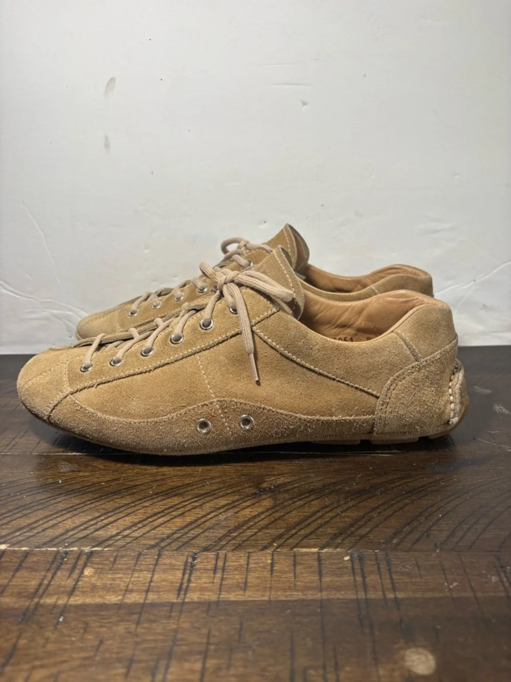 Prada Men's Suede Lace-Up shoes in camel - Picture 3 of 9